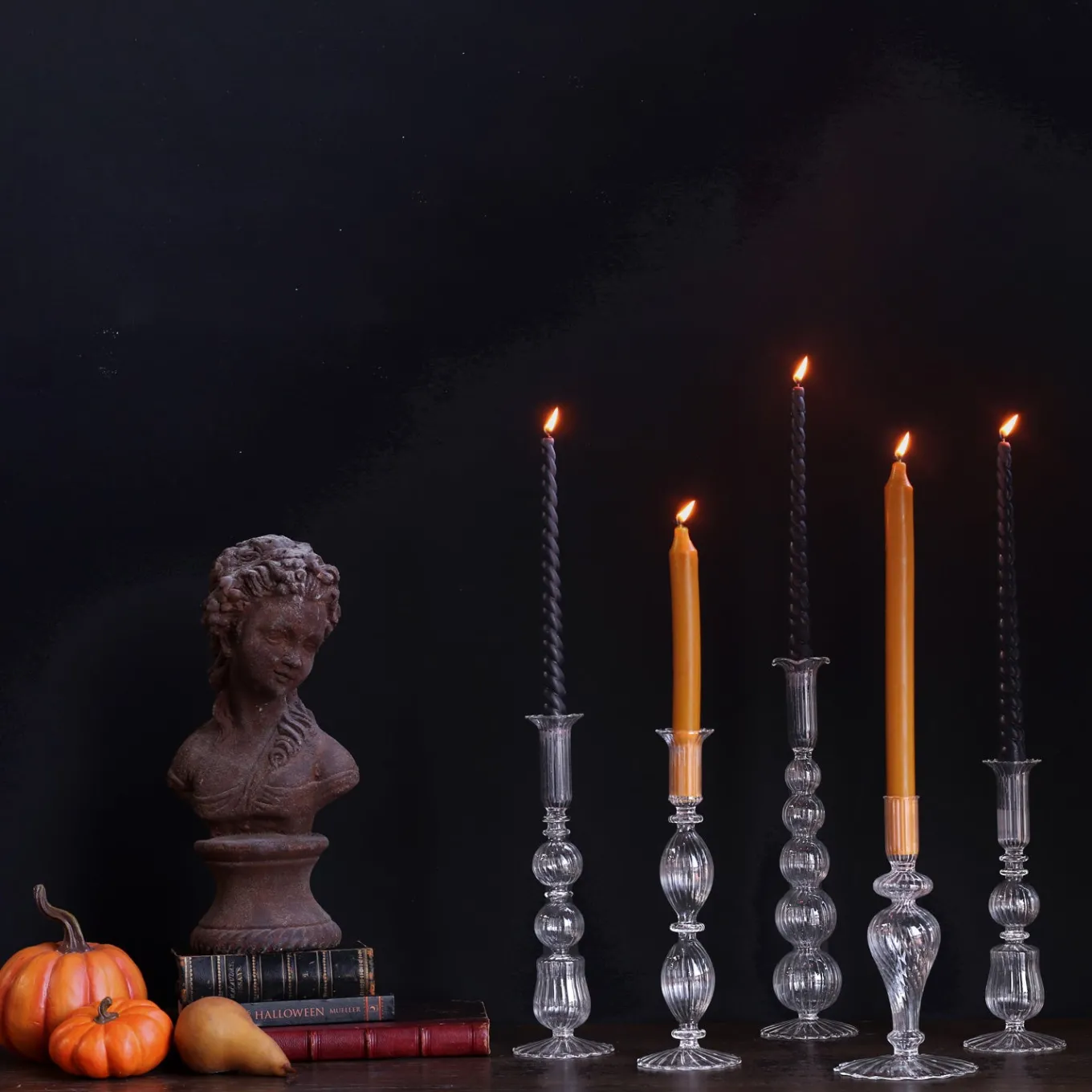 GLASS Cambridge Sophia 9" Candlestick Holder Set of 2 (Clear)