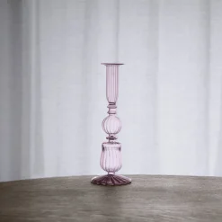 GLASS Cambridge Sophia 9" Candlestick Holder Set of 2 (Light Pink)