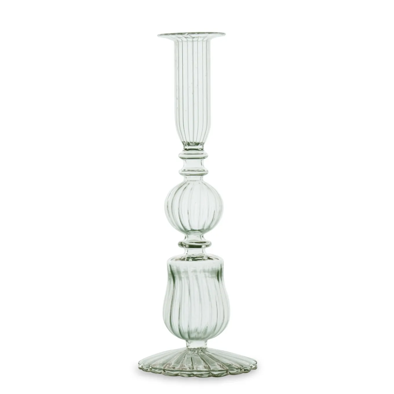 GLASS Cambridge Sophia 9" Candlestick Holder Set of 2 (Light Green)