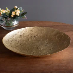 GLASS Cracked Extra Large Foil Leafing Centerpiece (Gold)