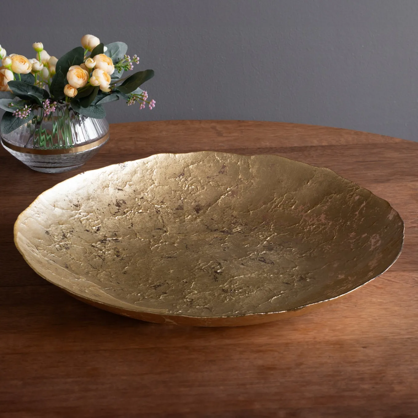 GLASS Cracked Extra Large Foil Leafing Centerpiece (Gold)