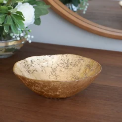 GLASS Cracked Small Foil Leafing Bowl (Gold)