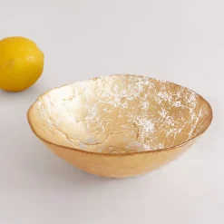 GLASS Cracked Small Foil Leafing Bowl (Gold)