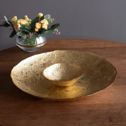 GLASS Cracked Small Foil Leafing Bowl (Gold)