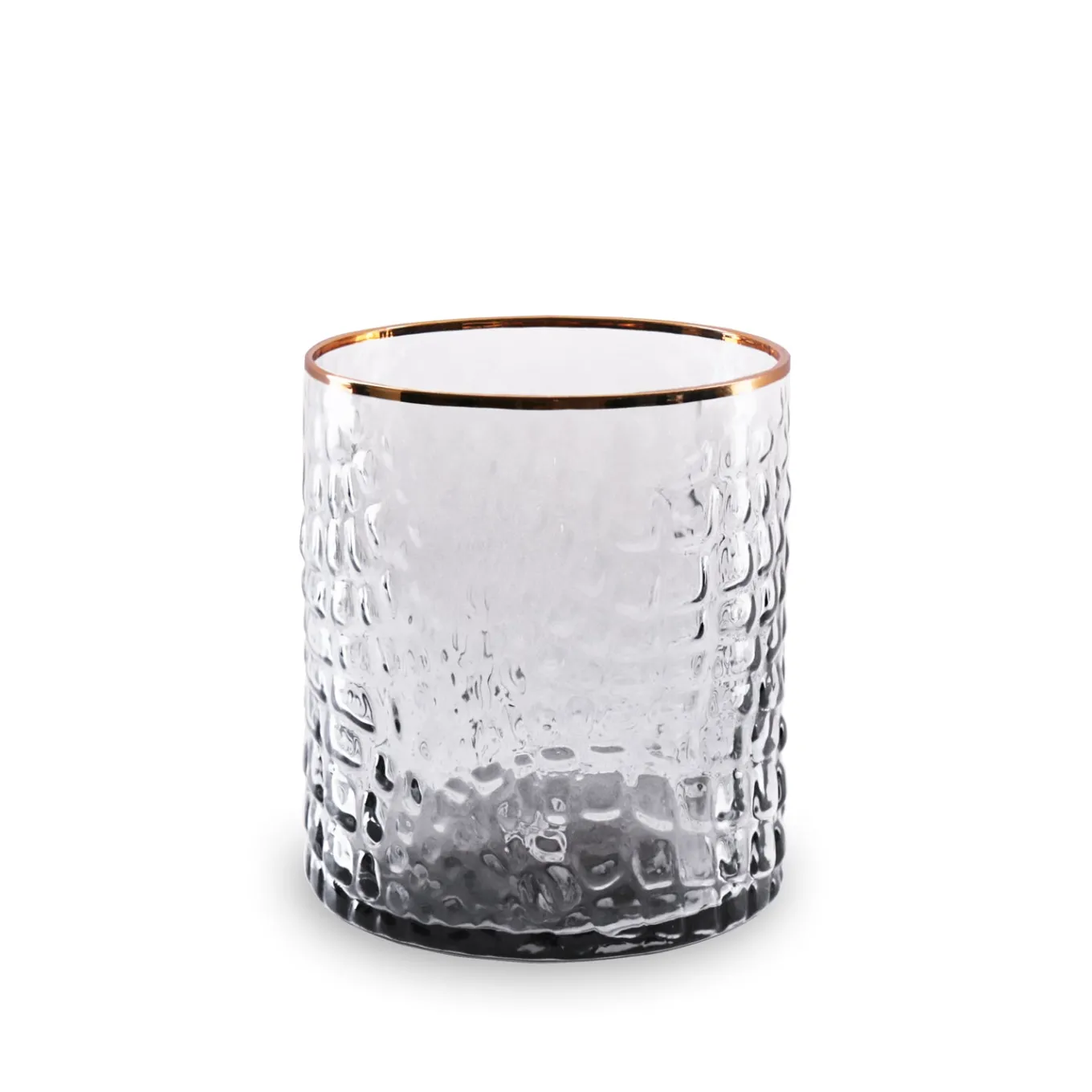 GLASS Croc Double Old-Fashioned with Gold Rim Set of 4 (Smoke Grey)