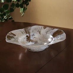 GLASS Decorative Bowl (White and Gold)