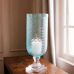 GLASS Eclat Tall Hurricane Pale Blue & Clear