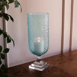 GLASS Eclat Tall Hurricane Pale Blue & Clear