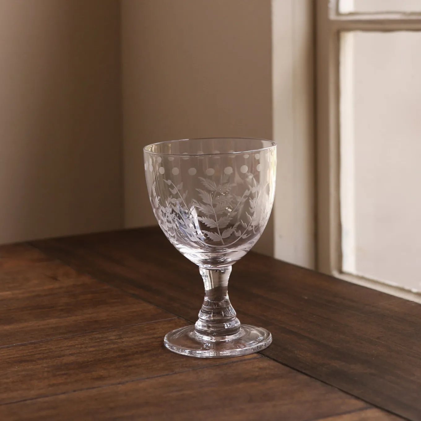 GLASS Fern with Dots All Purpose Set of 4 (Clear)