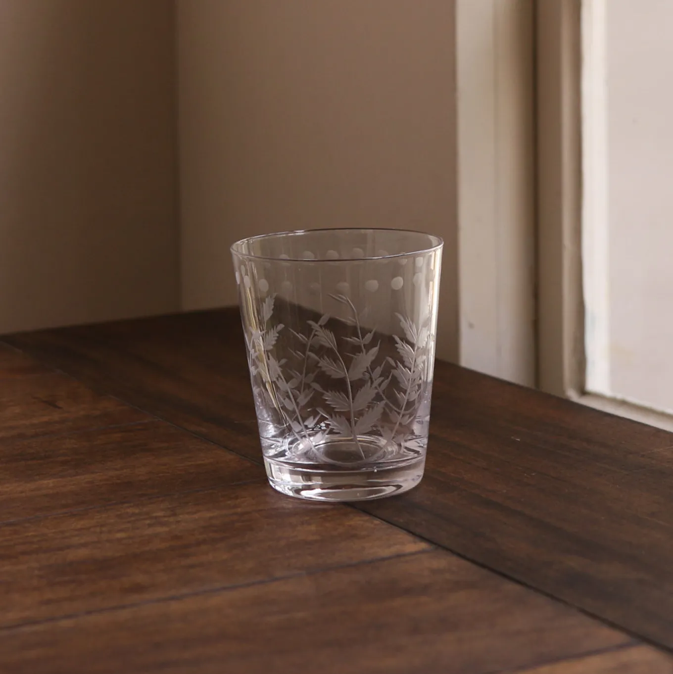 GLASS Fern with Dots Double Old Fashioned Set of 4 (Clear)