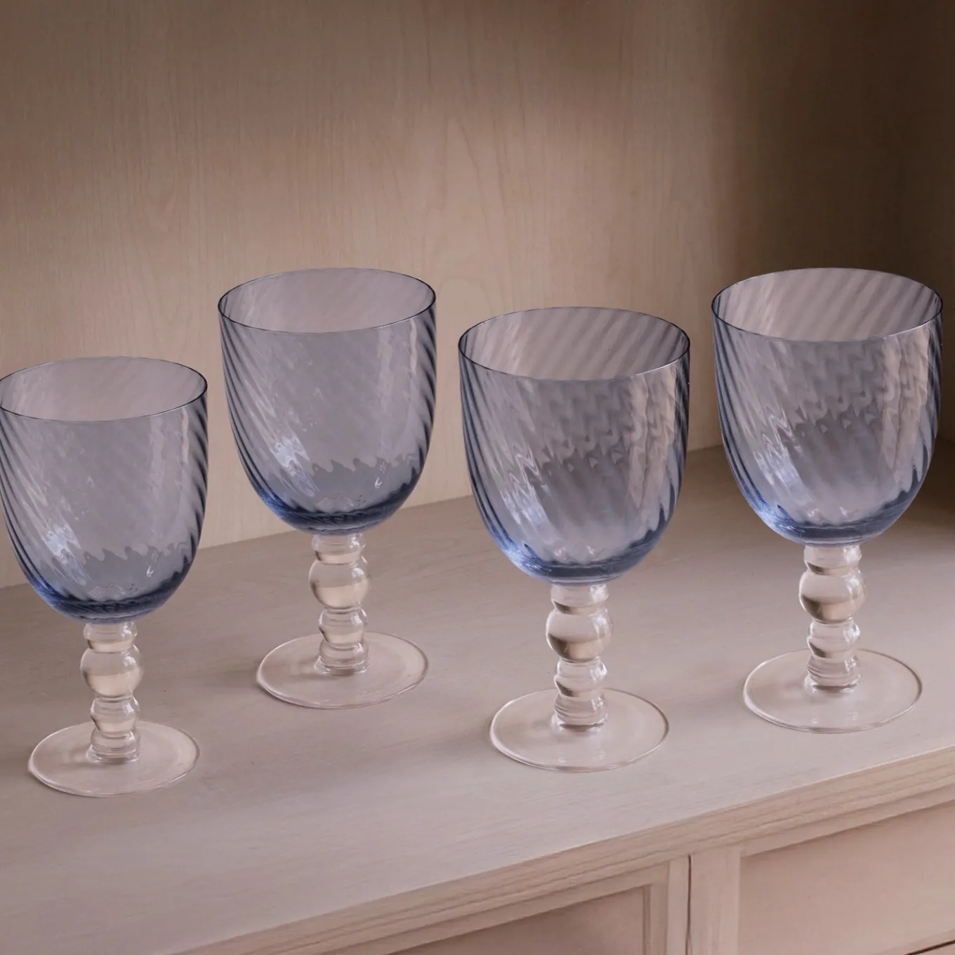 GLASS French Swirl All Purpose Set of 4 (Blue)