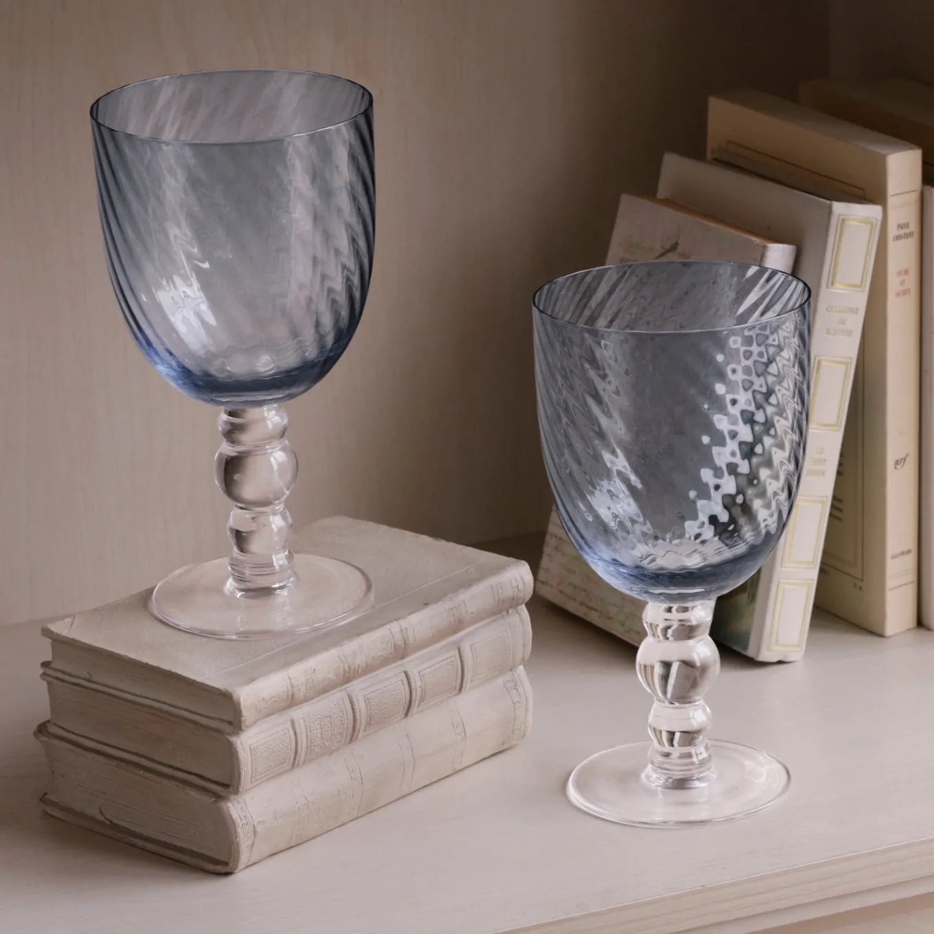 GLASS French Swirl All Purpose Set of 4 (Blue)