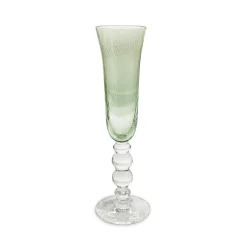 GLASS French Swirl Champagne Flute Set of 4 (Green)