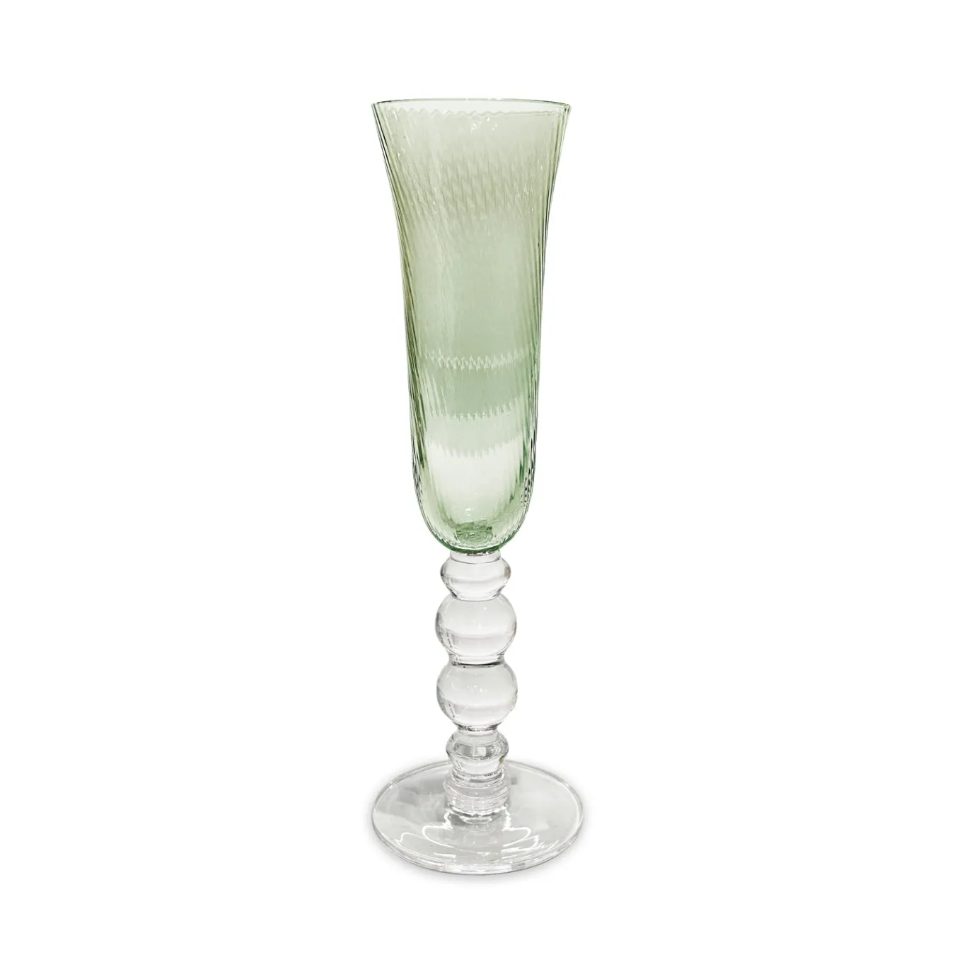 GLASS French Swirl Champagne Flute Set of 4 (Green)