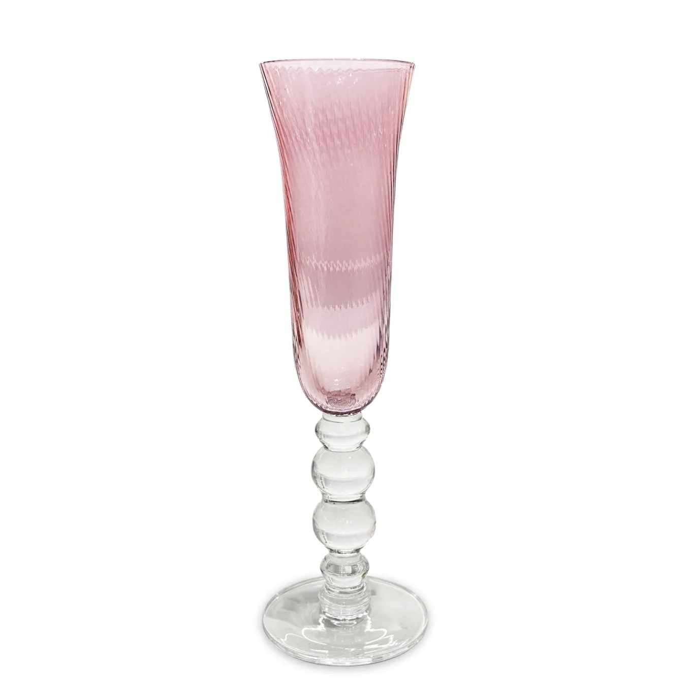 GLASS French Swirl Champagne Flute Set of 4 (Pink)