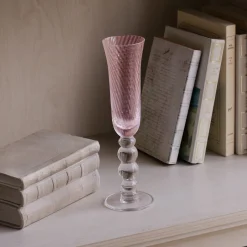 GLASS French Swirl Champagne Flute Set of 4 (Pink)