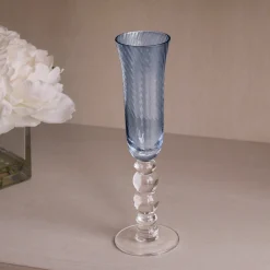 GLASS French Swirl Champagne Flute Set of 4 (Blue)