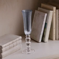 GLASS French Swirl Champagne Flute Set of 4 (Blue)