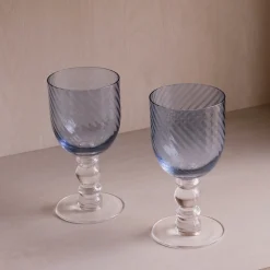 GLASS French Swirl Wine Set of 4 (Blue)