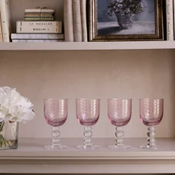 GLASS French Swirl Wine Set of 4 (Pink)