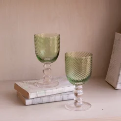 GLASS French Swirl Wine Set of 4 (Green)