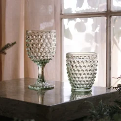 GLASS Hobnail All Purpose Set of 4 (Moss Green)