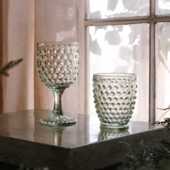 GLASS Hobnail Double Old Fashioned Set of 4 (Moss Green)