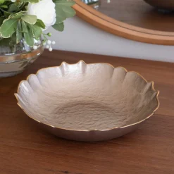 GLASS Medium Round Bowl (Taupe and Gold)