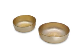 GLASS New Orleans Shallow Round Foil Leafing Bowl Set of 2 (Gold)
