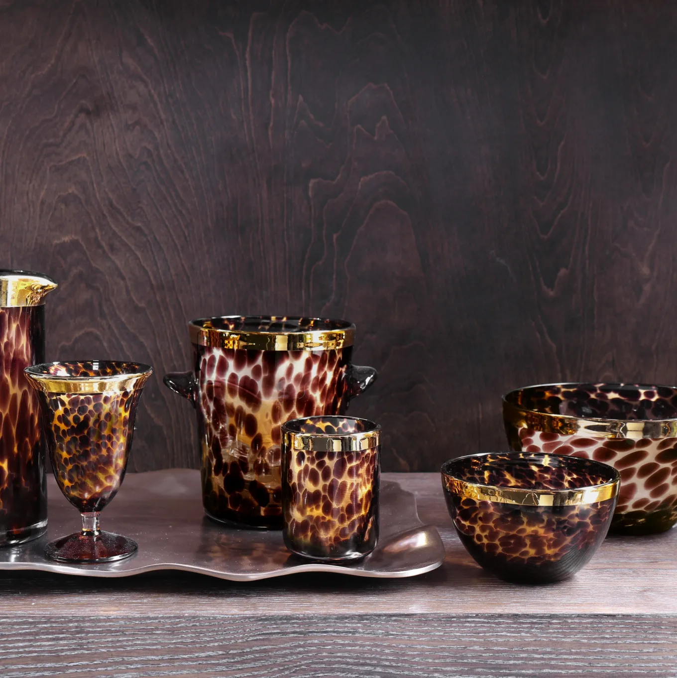 GLASS Tortoise and Gold 8" Bowl