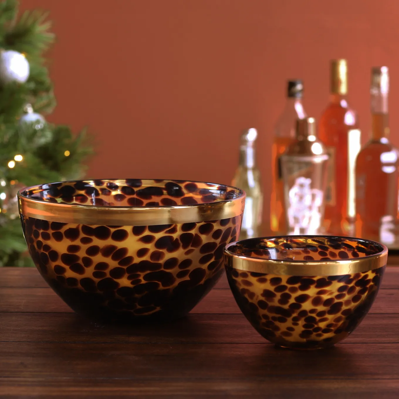 GLASS Tortoise and Gold 8" Bowl