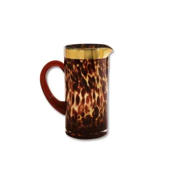 GLASS Tortoise and Gold Pitcher