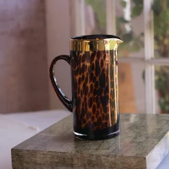 GLASS Tortoise and Gold Pitcher