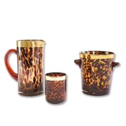 GLASS Tortoise and Gold Tumbler Set of 4