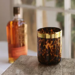 GLASS Tortoise and Gold Tumbler Set of 4