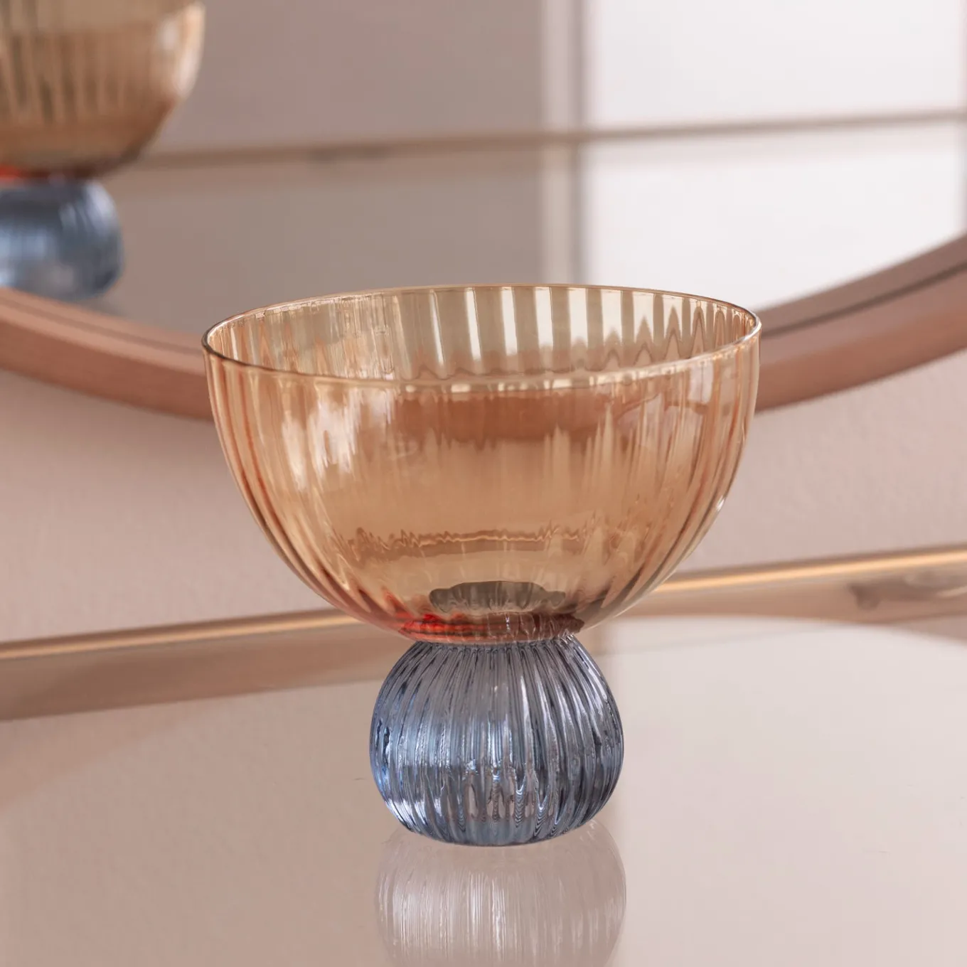 GLASS Venice Coupe Set of 4 (Amber and Blue )