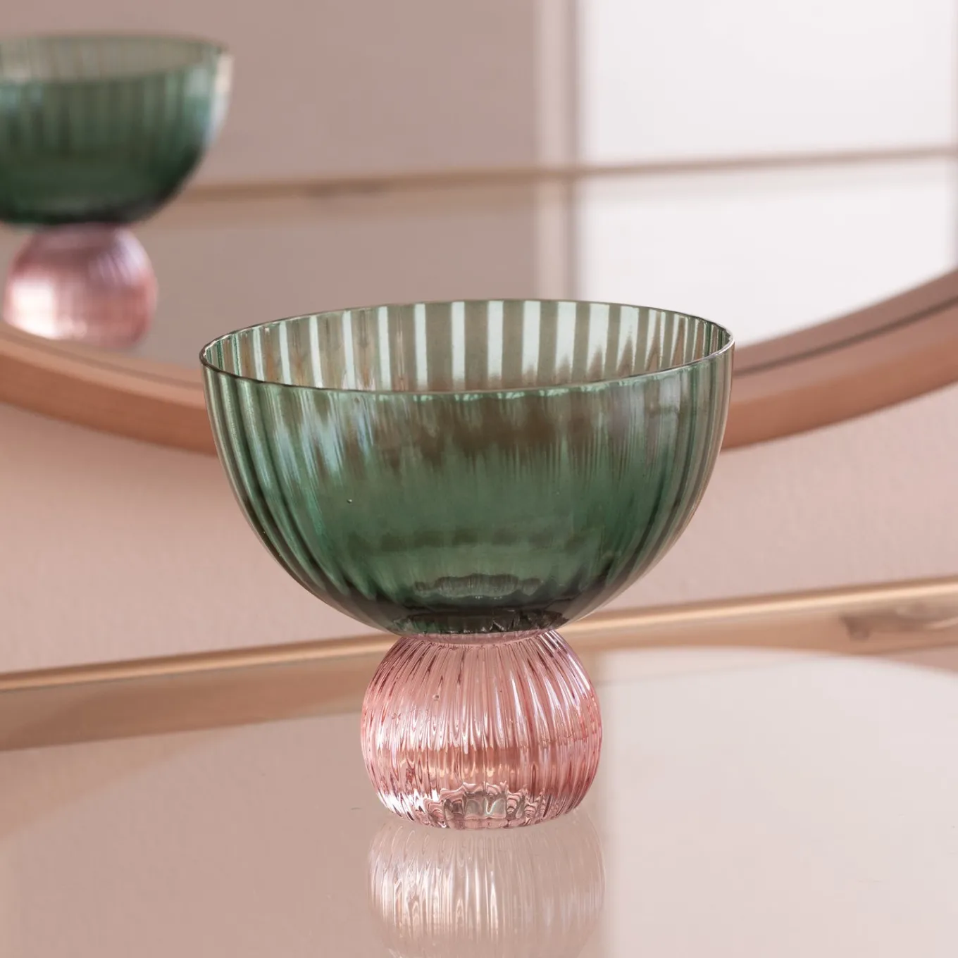 GLASS Venice Coupe Set of 4 (Green and Lavender)