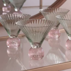 GLASS Venice Martini Set of 4 (Green and Pink)