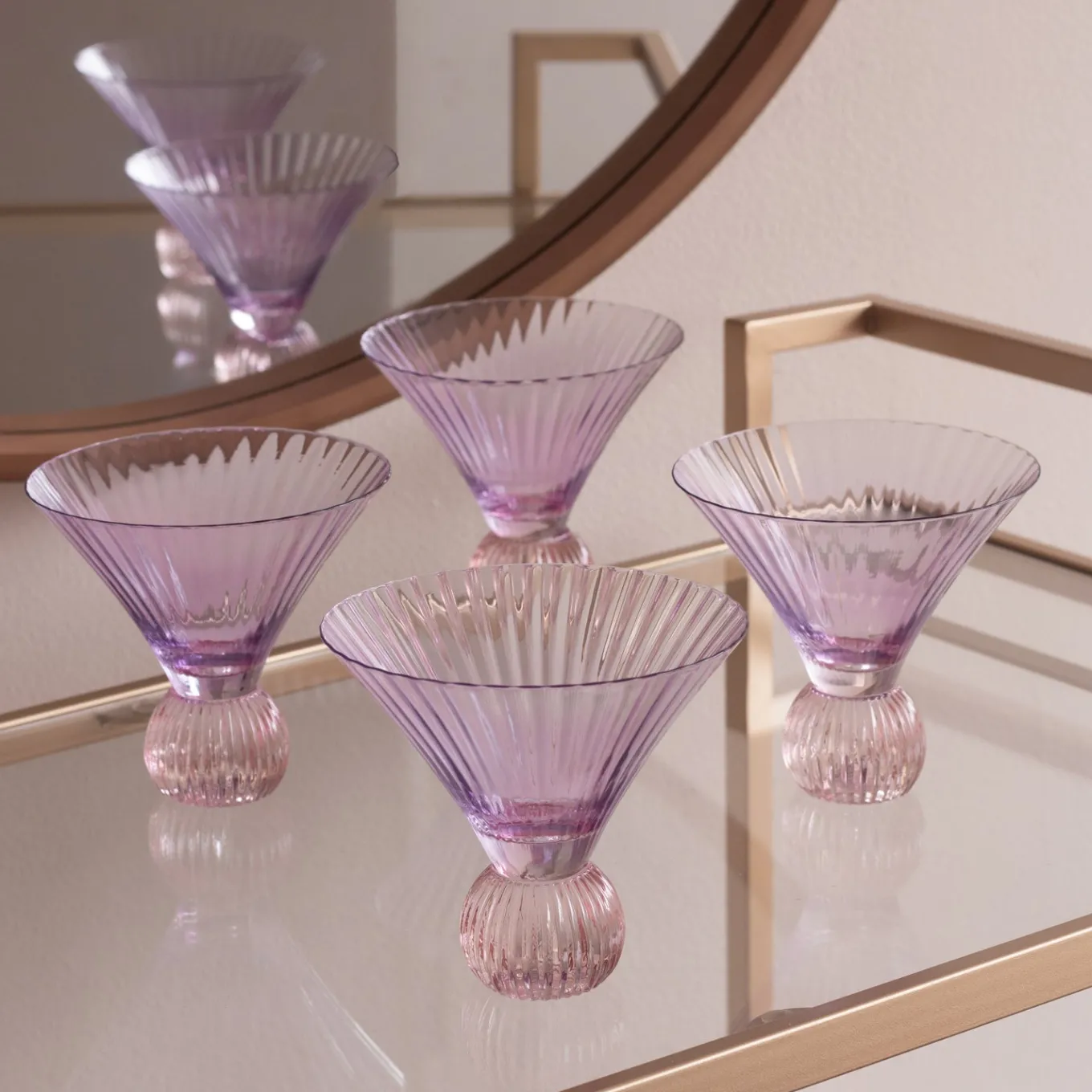GLASS Venice Martini Set of 4 (Violet and Pink)
