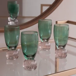 GLASS Venice Shot Glass Set of 4 (Green and Lavender)