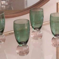 GLASS Venice Shot Glass Set of 4 (Green and Lavender)