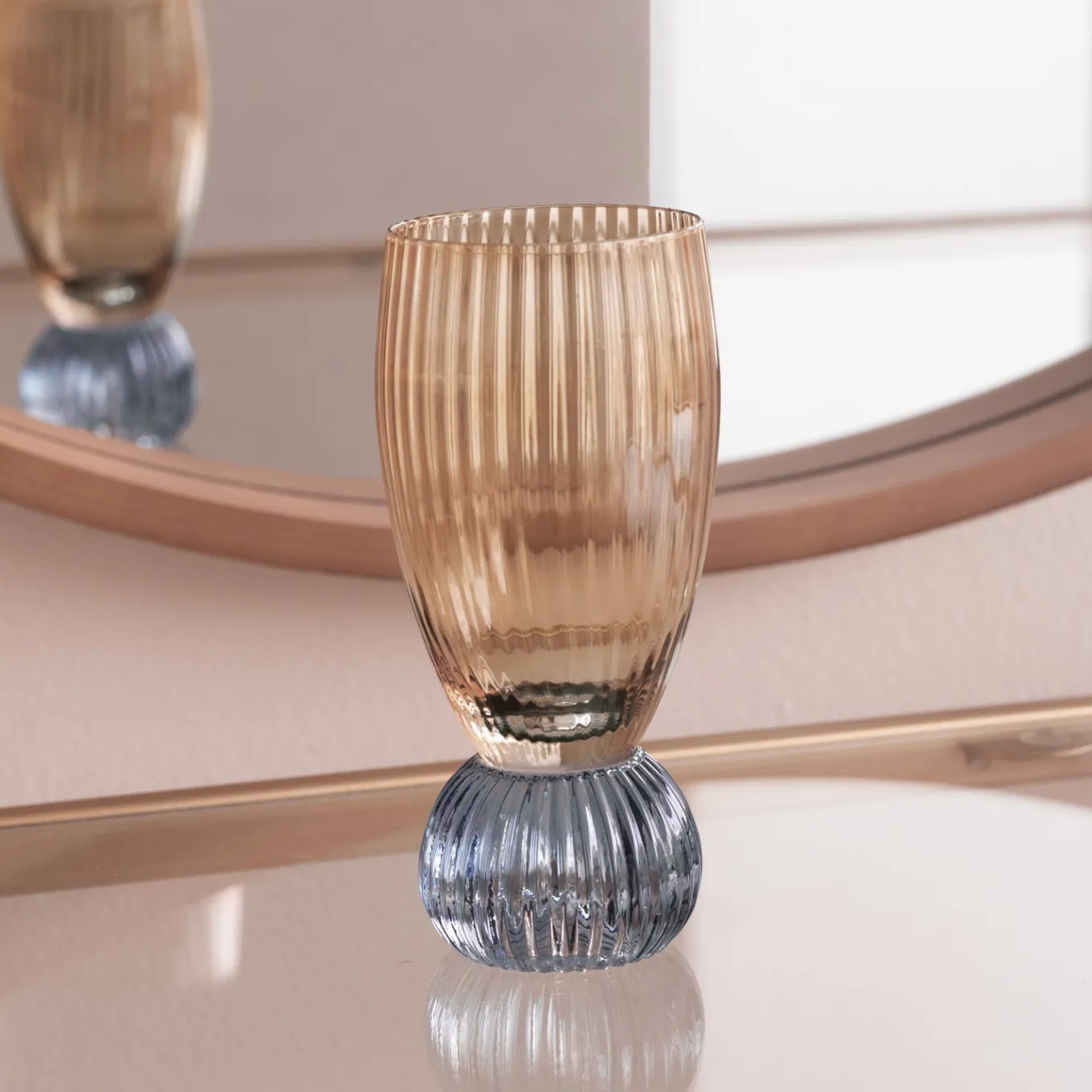 GLASS Venice Shot Glass Set of 4 (Amber and Blue )