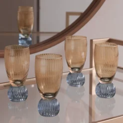 GLASS Venice Shot Glass Set of 4 (Amber and Blue )