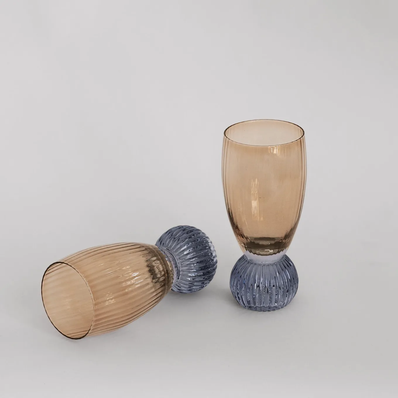 GLASS Venice Shot Glass Set of 4 (Amber and Blue )