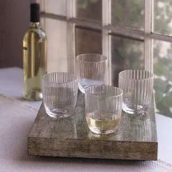 GLASS Venice Stemless Wine Glass/Double Old Fashioned Set of 4 (Clear)