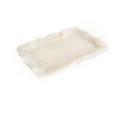 RESIN Alabaster Extra Large Rectangular Tray White Swirl