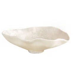 RESIN Alabaster Large Oval Bowl White Swirl