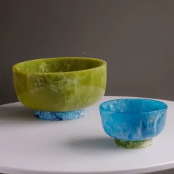 RESIN Rio Large Bowl with Base (Green and Blue)