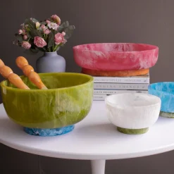 RESIN Rio Large Bowl with Base (Green and Blue)
