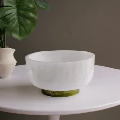 RESIN Rio Large Bowl with Base (White and Green)